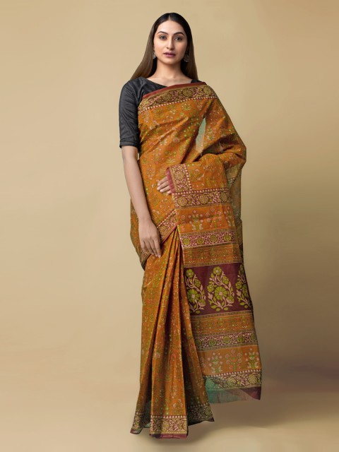 

Unnati Silks Brown Pure Cotton Printed Kovai Saree