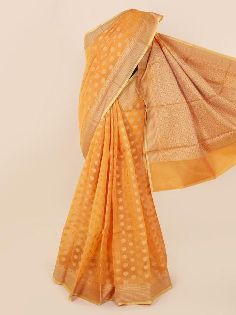 

Pothys Orange Printed Cotton Blend Saree
