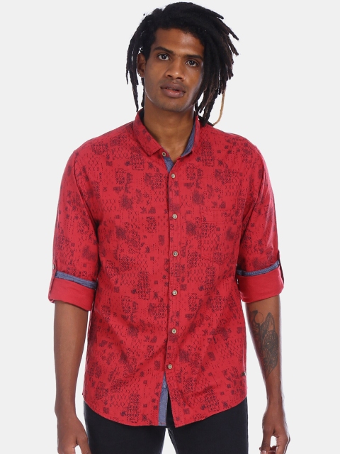 

Cherokee Men Red Printed Casual Shirt