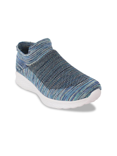

Metro Women Blue & Grey Woven Design Slip-On Sneakers