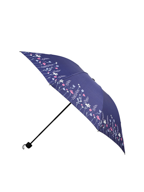 

LOOM LEGACY Navy Blue & Pink Floral Printed 3-Fold Umbrella