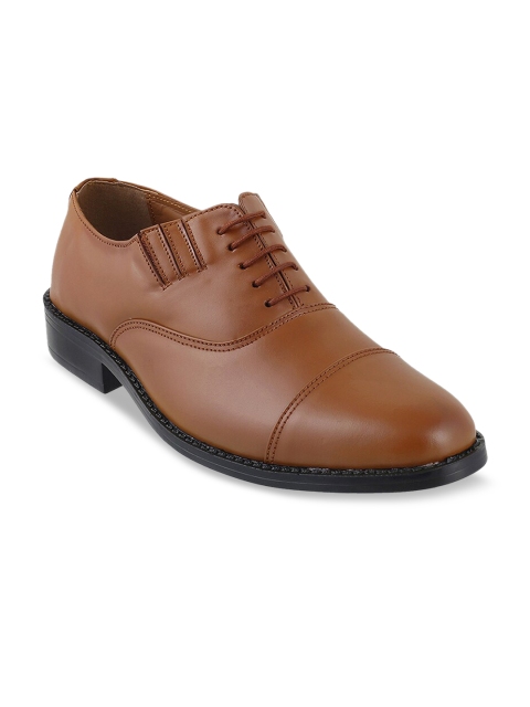 

Mochi Men Tan Brown Solid Leather Formal Oxfords