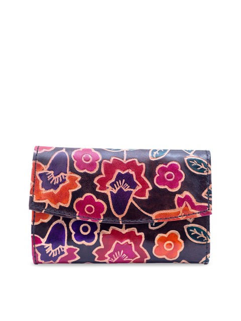 

Golden Peacock Women Navy Blue & Red Printed Two Fold Wallet