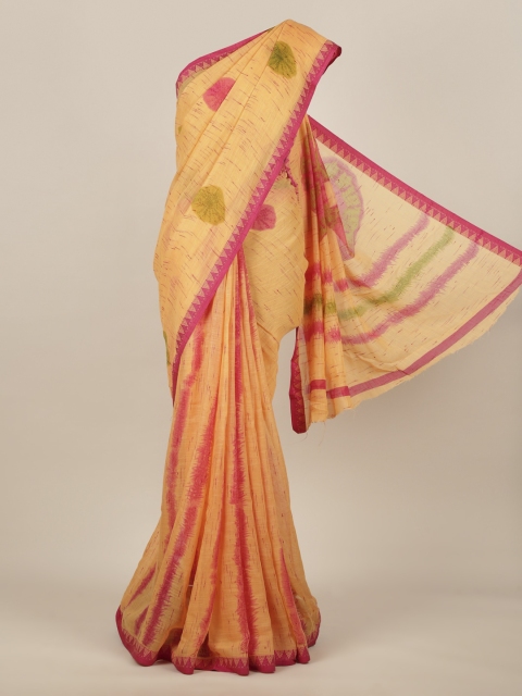 

Pothys Orange & Pink Linen Blend Woven Design Saree