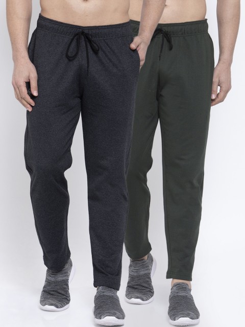 

NEUDIS Men Pack of 2 Pure Cotton Solid Track Pants, Charcoal