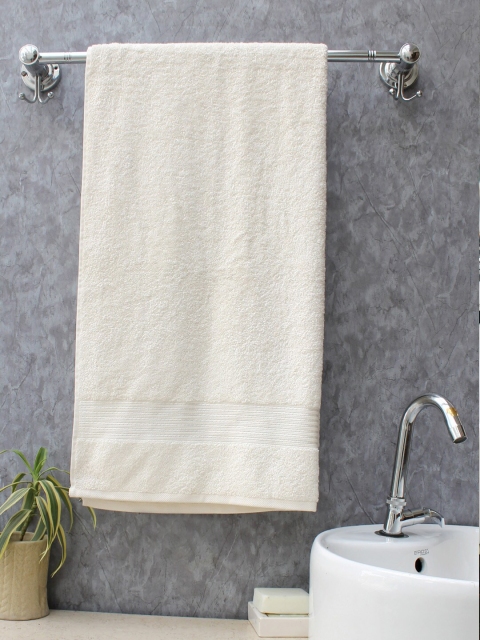 AVI Living Unisex Cream-Colour Solid 600 GSM Egyptian Cotton Bath towel