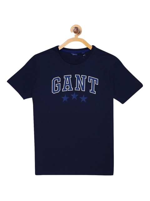 

GANT Boys Navy Blue Printed Slim Fit Round Neck T-shirt