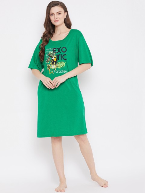 

Clovia Women Green Printed Nightdress