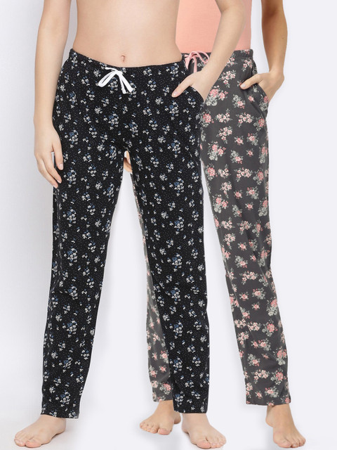 

Kanvin Women Pack Of 2 Printed Lounge Pants, Charcoal