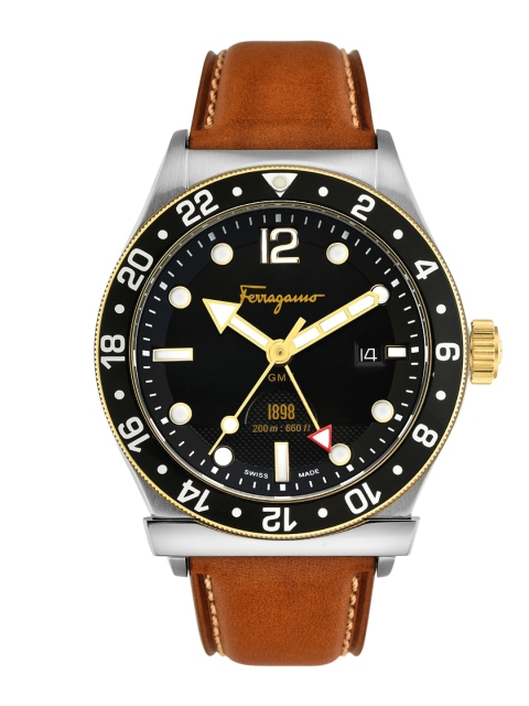 

Salvatore Ferragamo Men Black & Brown Analogue Watch