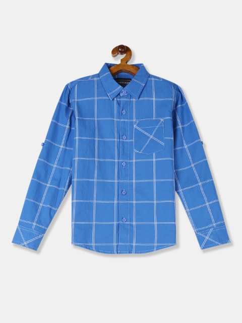 

Cherokee Boys Blue Regular Fit Checked Cotton Casual Shirt
