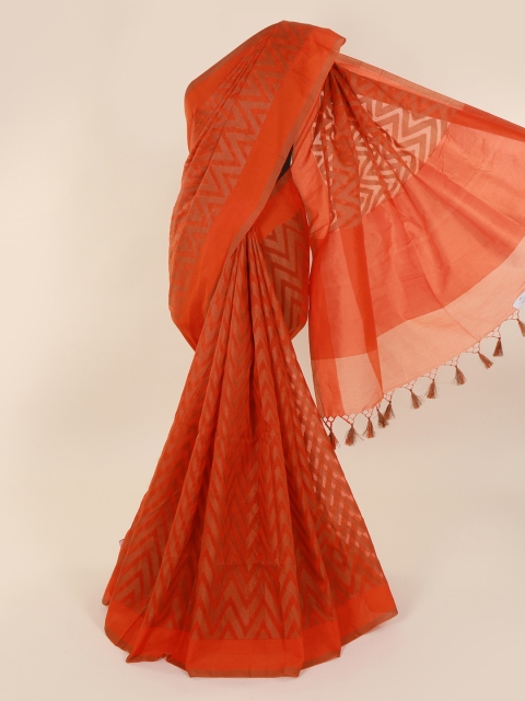 

Pothys Orange Printed Cotton Blend Saree