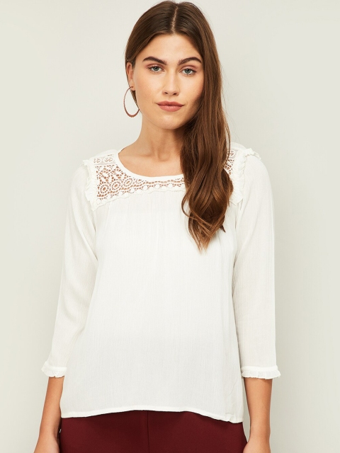 

Fame Forever by Lifestyle White Solid Regular Top