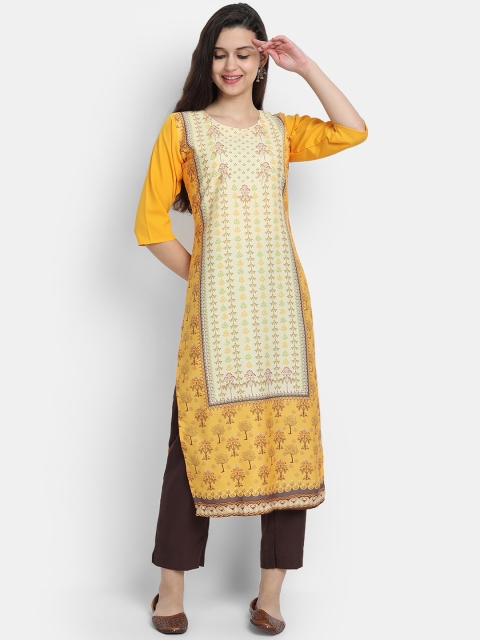 

7threads Women Yellow Ethnic Motifs Printed Kurta