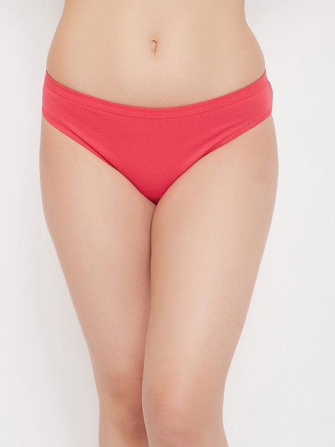 

Clovia Women Coral Orange Solid Bikini Briefs PN1219A163