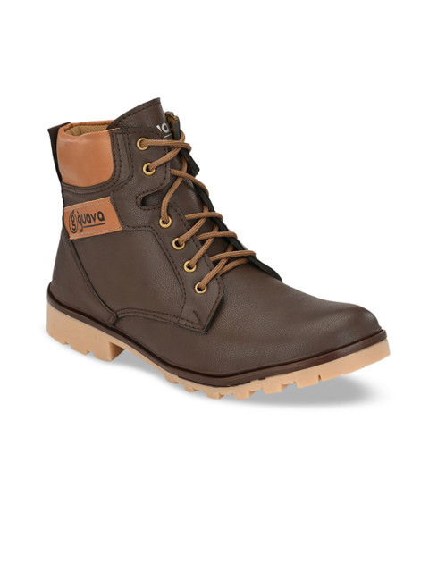 

Guava Men Brown Solid Lightweight Flat Boots