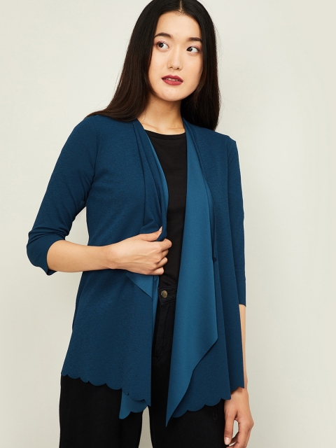 

CODE by Lifestyle Women Teal Solid Waterfall Shrug