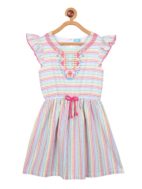 

Miyo Girls Multicoloured Striped A-Line Dress, Multi
