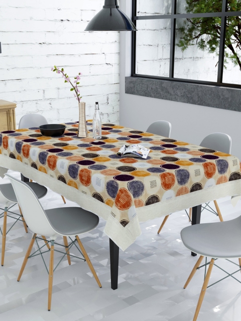 

Clasiko Beige & White Printed 6-Seater PVC Table Cover