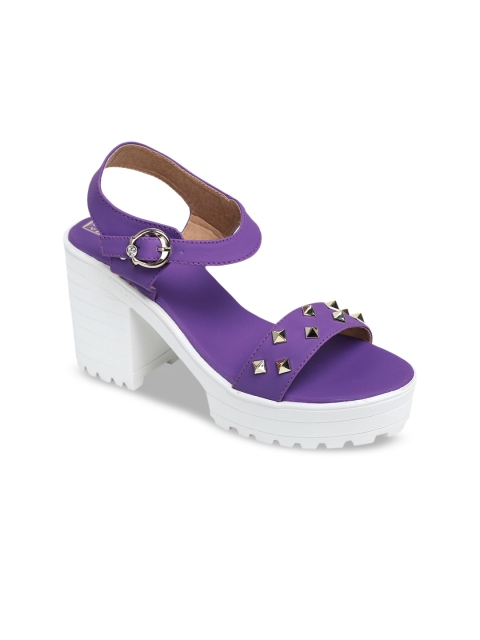 

LONDON STEPS Women Purple Embellished Platform Heels