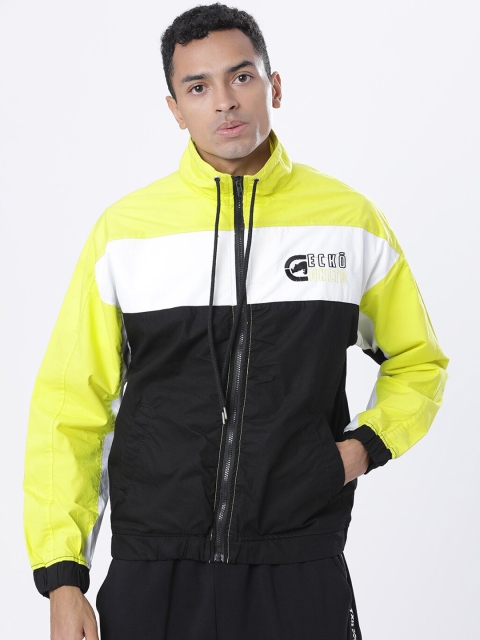 

Ecko Unltd Men Black Fluorescent Green Colourblocked Shacket