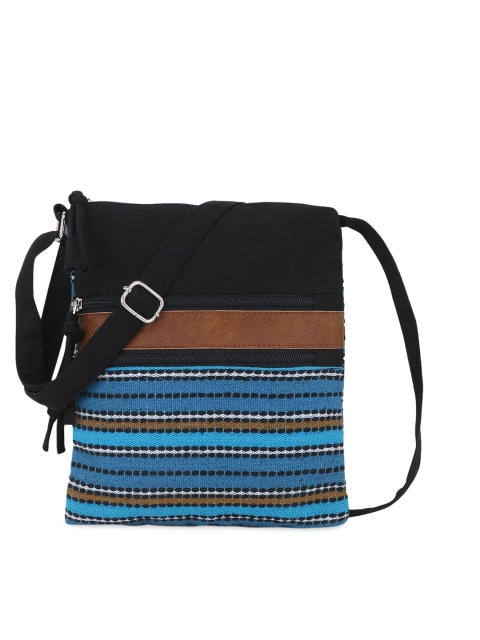 

Anekaant Black & Blue Striped Sling Bag