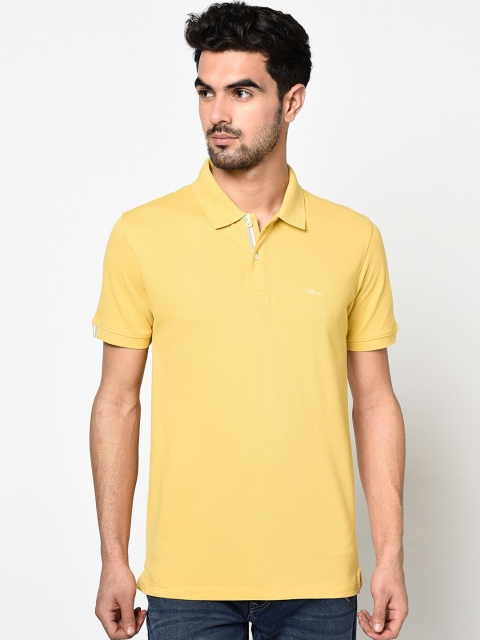 

Octave Men Yellow Solid Polo Collar T-shirt