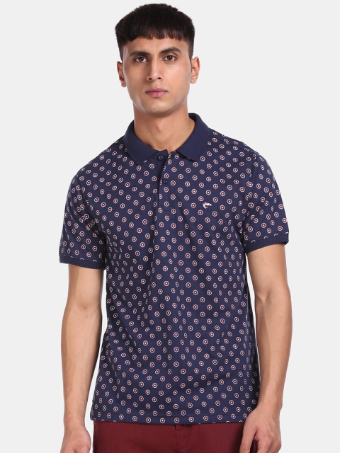 

Ruggers Men Navy Blue Printed Polo Collar T-shirt