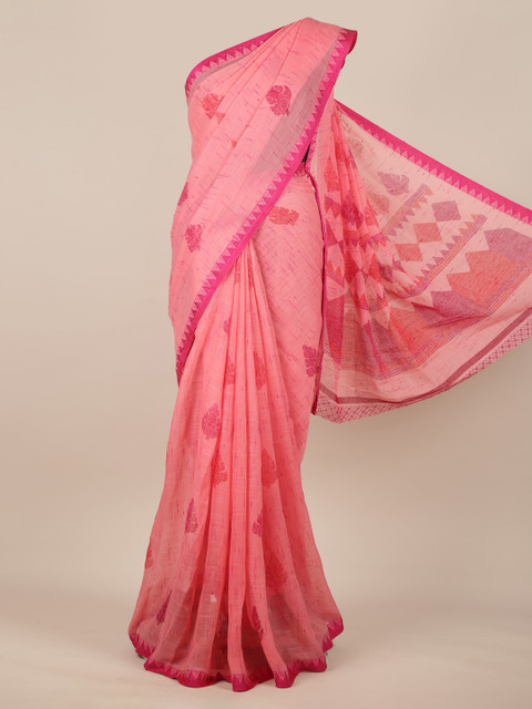 

Pothys Pink Woven Design Linen Blend Saree