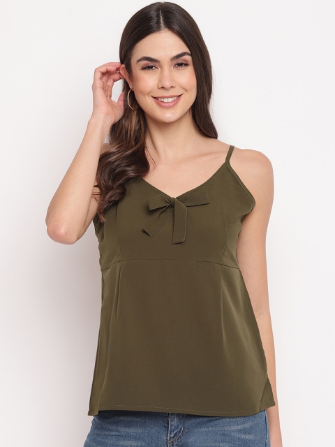 

Mayra Olive Green Sleeveless Regular Top