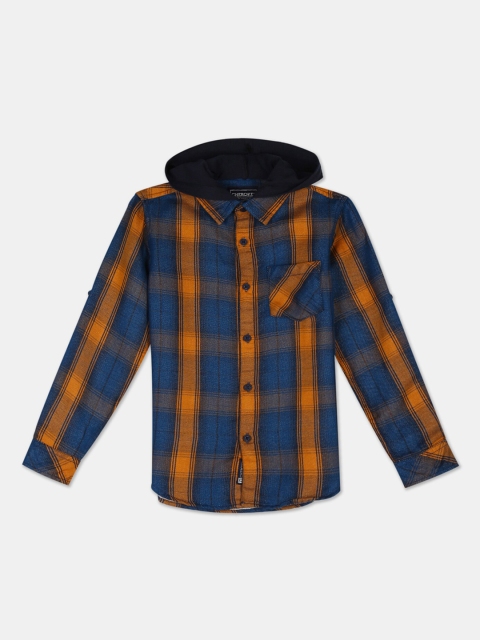 

Cherokee Boys Blue & Yellow Regular Fit Checked Casual Shirt