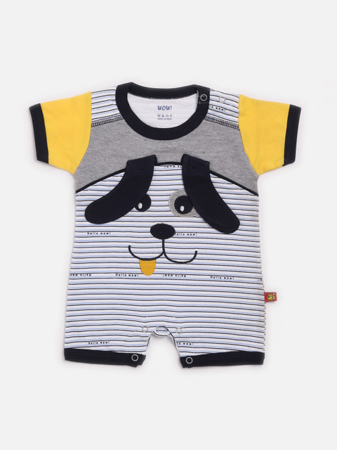 

WOW Infant Kids Yellow & Black Printed Cotton Romper