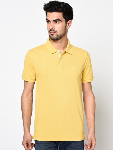 

Octave Men Mustard Yellow Solid Polo Collar T-shirt