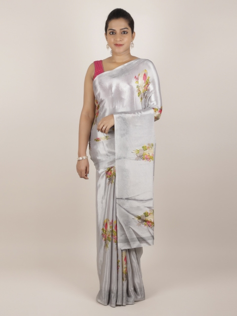 

Pothys Grey Printed Poly Crepe Saree