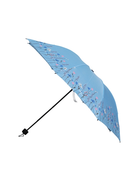 LOOM LEGACY Blue & White Floral Printed 3-Fold Umbrella