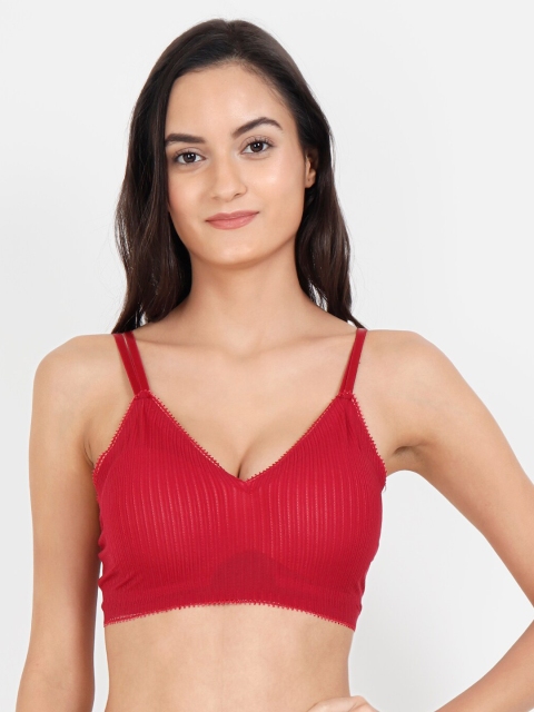 

Golden Girl Red Self Design Non-Wired Removable Padding Everyday Bra 5656 Red_30C