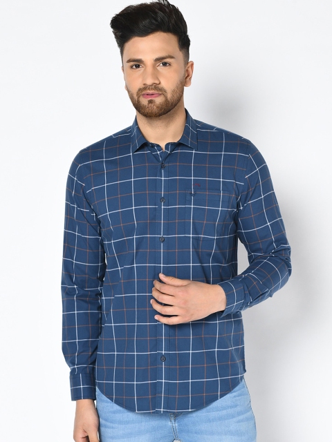 

Blackberrys Men Navy Blue Phoenix Skinny Fit Checked Casual Shirt
