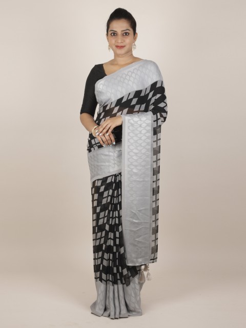 

Pothys Black Printed Poly Georgette Saree