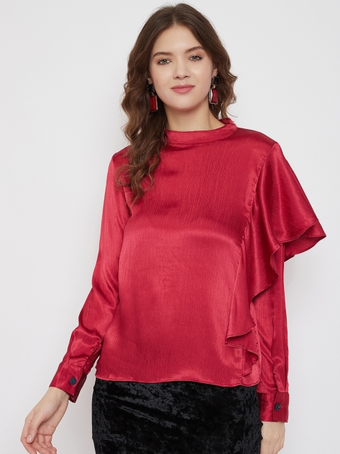 

Madame Women Maroon Ruffled Top