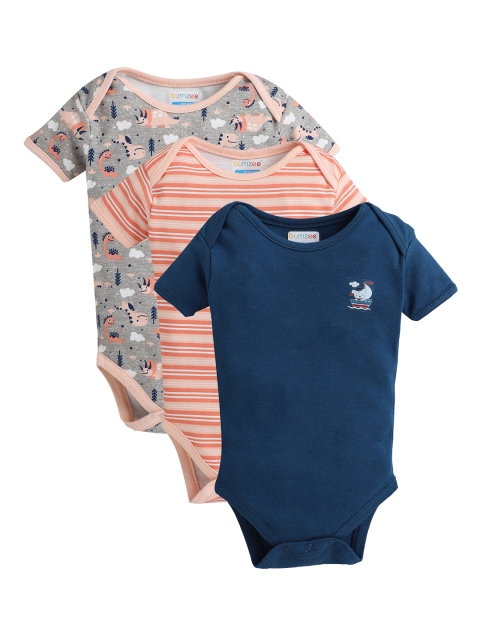 

BUMZEE Kids Pack Of 3 Cotton Bodysuits, Grey