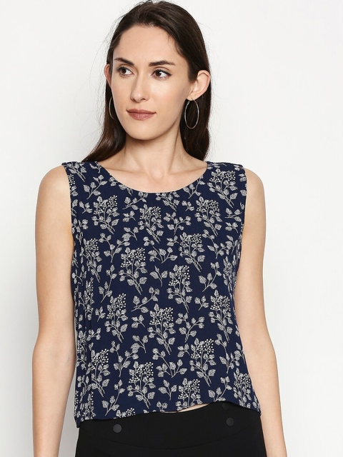 

People Women Navy Blue Printed Top