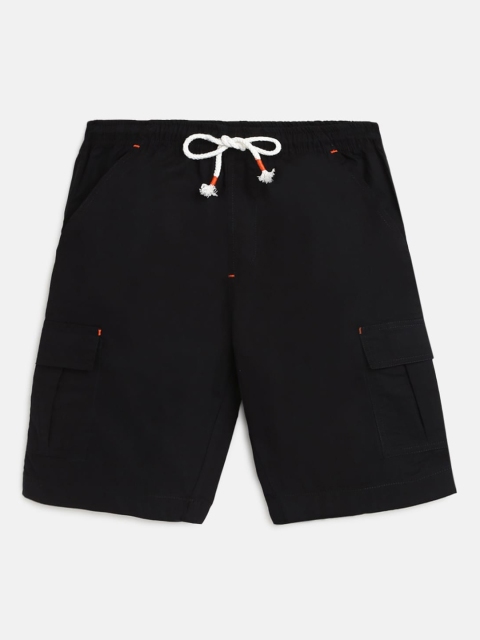

Lil Tomatoes Boys Black Solid Regular Fit Cargo Shorts With A Pen