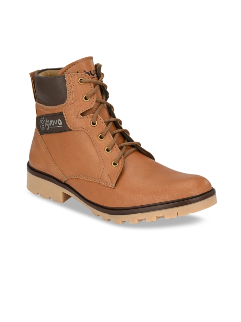 

Guava Men Tan Brown Colourblocked High-Top Flat Boots