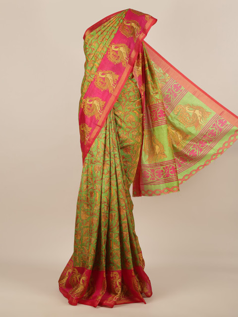 

Pothys Green Woven Design Jute Silk Saree