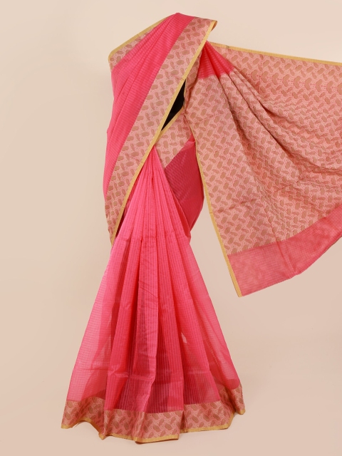 

Pothys Pink Striped Cotton Blend Saree