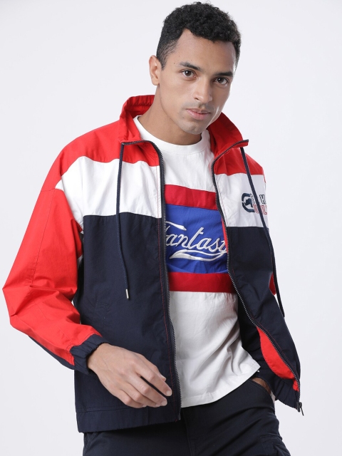 

Ecko Unltd Men Navy Blue Red Colourblocked Open Front Shacket