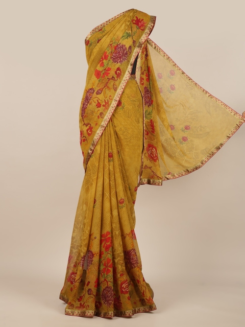 

Pothys Green Printed Poly Chiffon Saree
