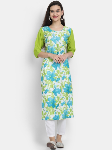 

7threads women multicoloured floral printed crepe kurta, Multi