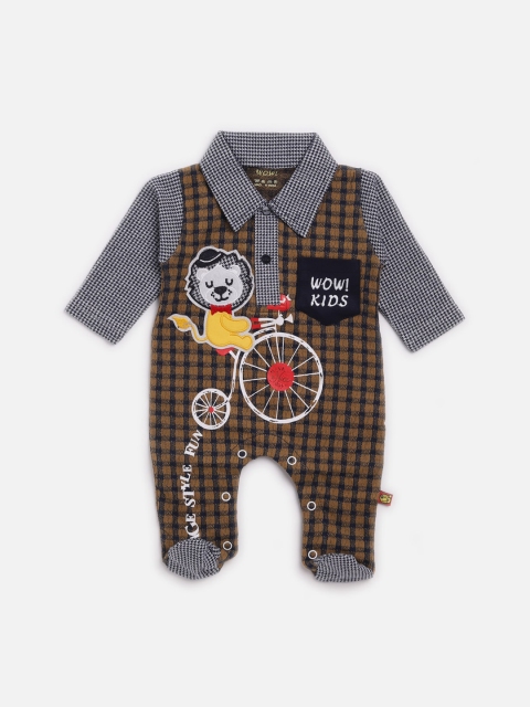 

WOW Kids Mustard Yellow & Navy Checked Sleepsuit