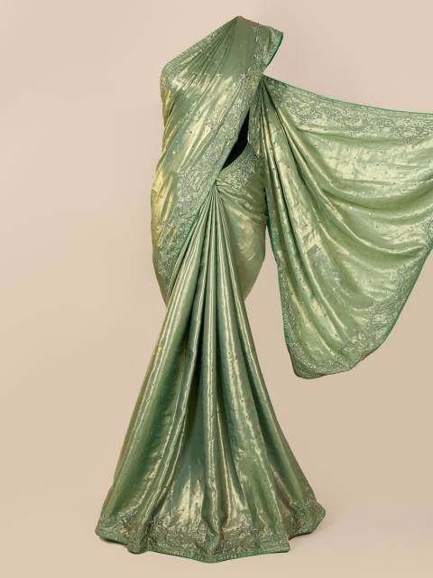 

Pothys Green Embellished Satin Saree